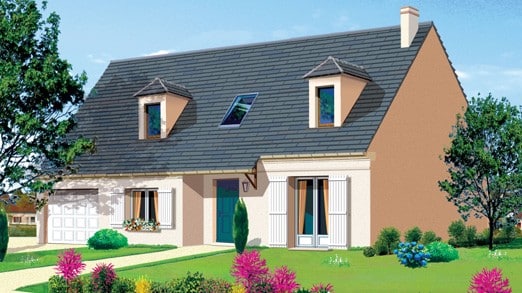 Simulation maison toit bleu